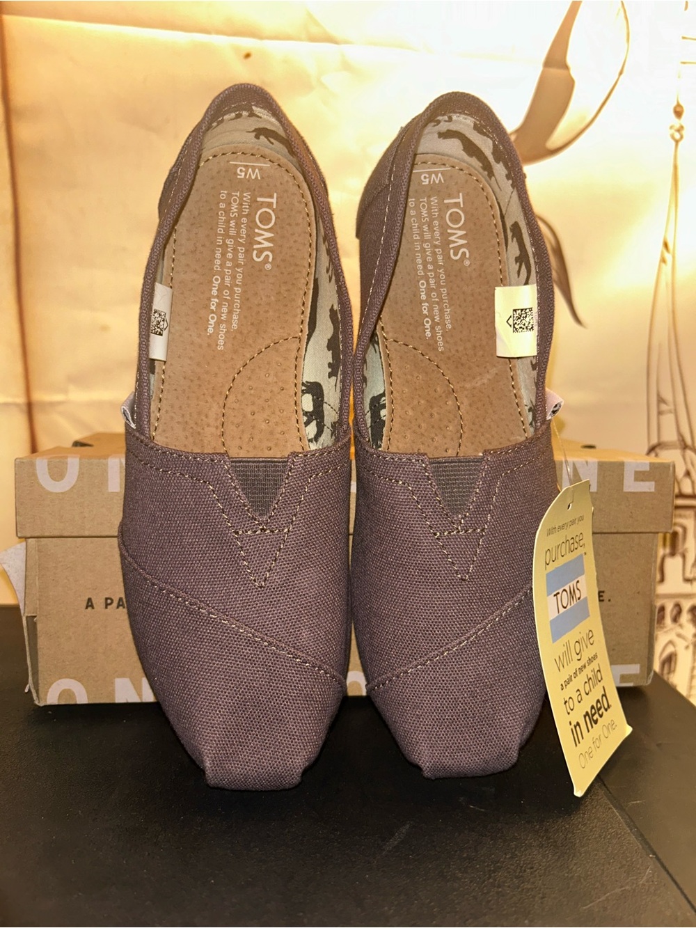 Toms Women's Slip-On Canvas Flats in Brown Taupe